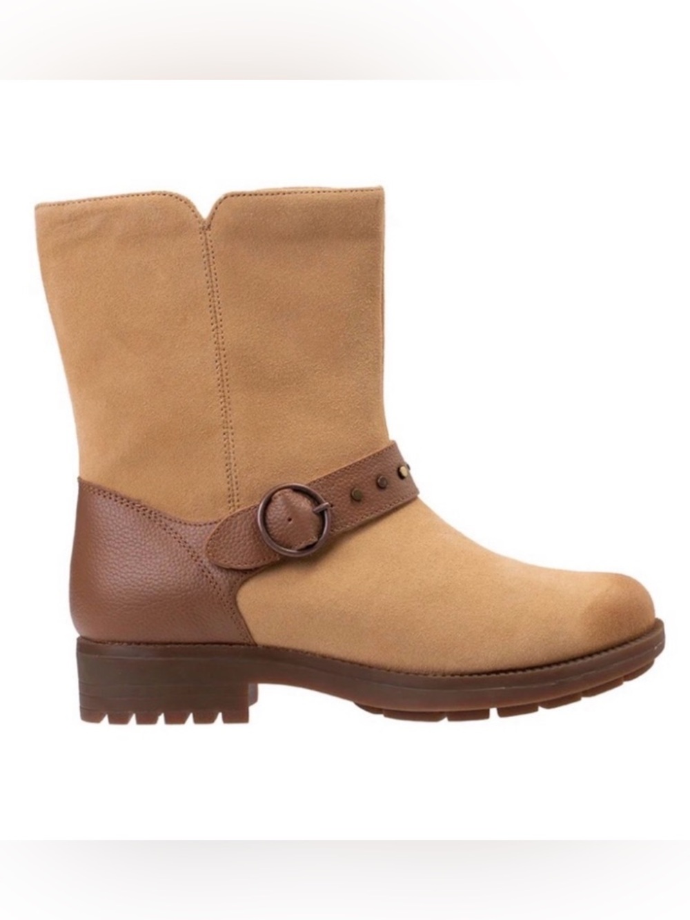 S05 REVITALIGN Tan and Brown Heeled Draper Boots Size 8.5D NWT in Box
